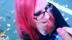 AnnDarcy redhead public blowjob in micro skirt xxx video