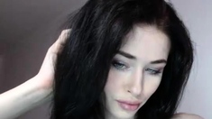 Cute curly brunette solo webcam masturbation