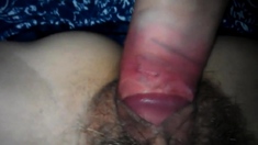 Hairy girl pussy get creampie