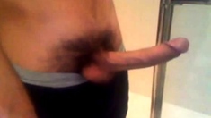 Arab In Bathroom And Shows His Long Cock